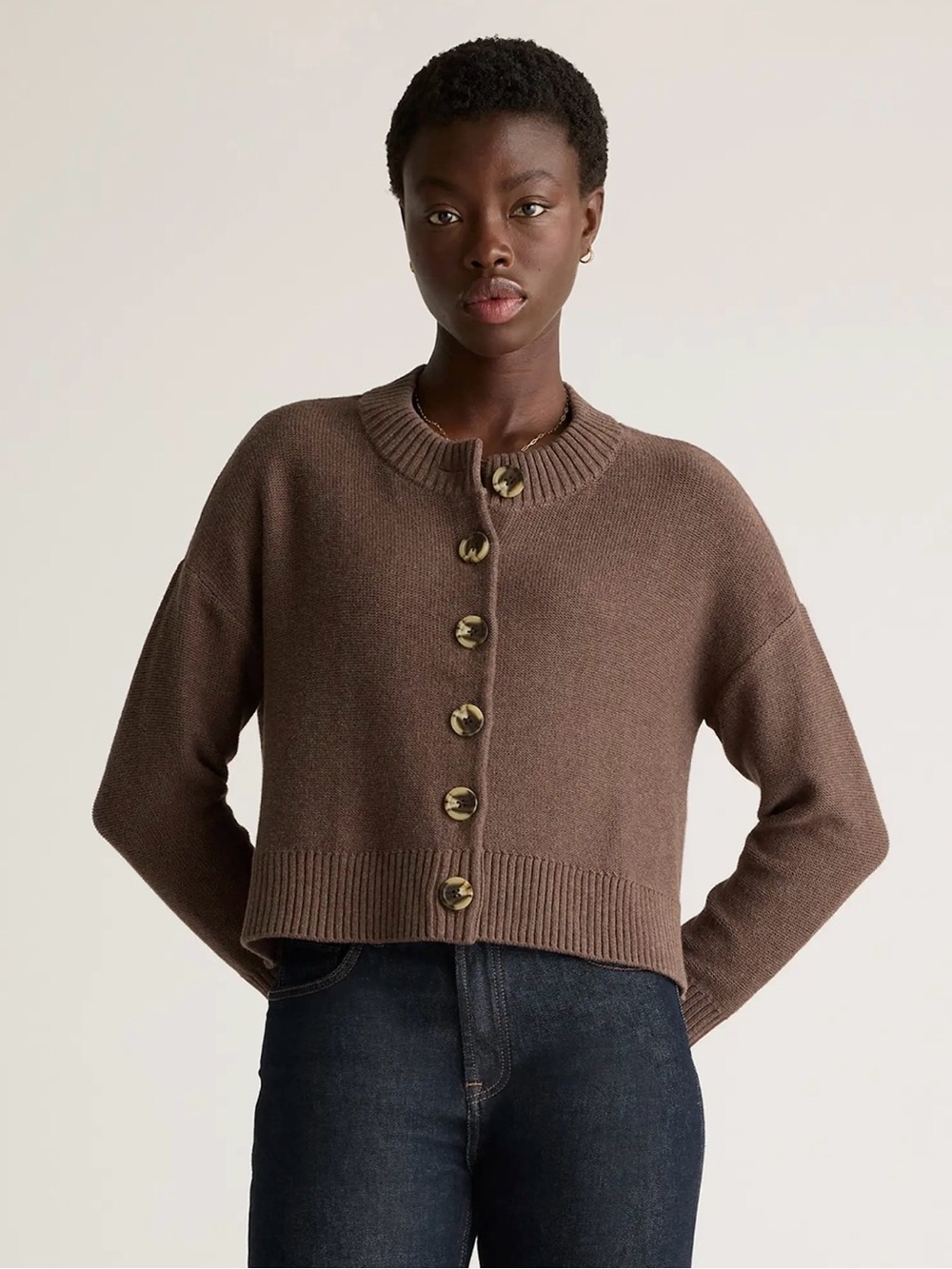 Quince 100% organic cotton cropped cardigan- worn once